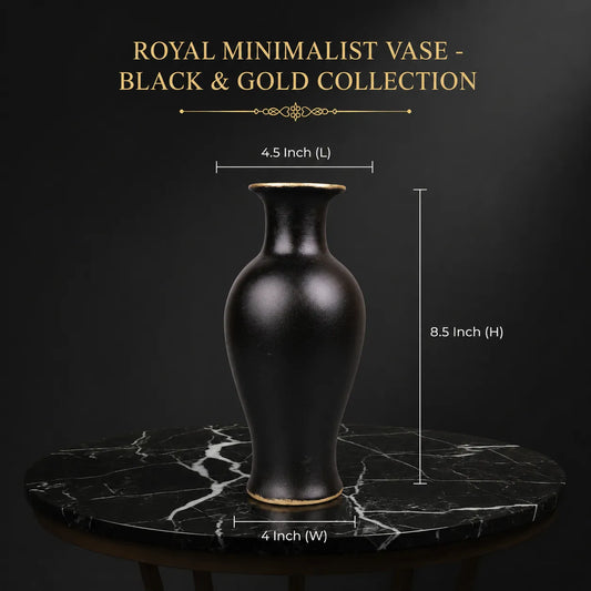Royal Minimalist Vase - Black & Gold Collection