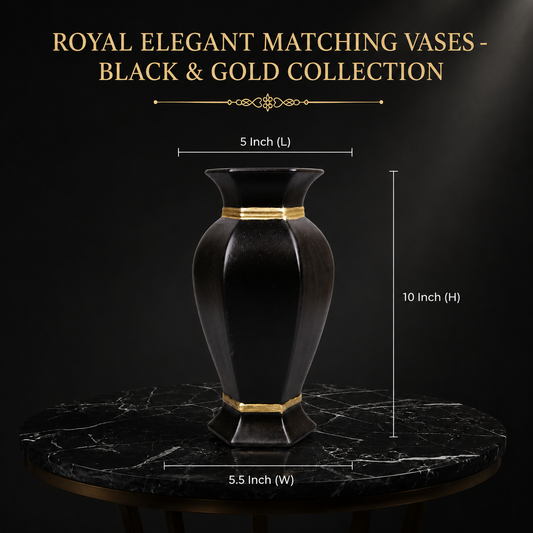 Royal Elegant Matching Vases - Black & Gold Collection