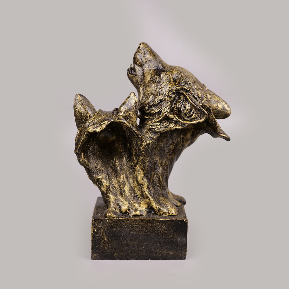 Royal Howling Wolves Head - Antique Gold Collection