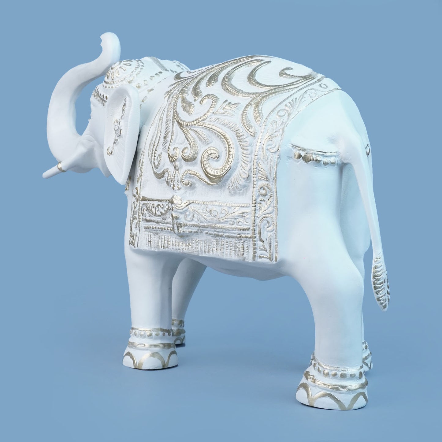 Royal ceremonial Elephant - Alabaster White Gold Touch