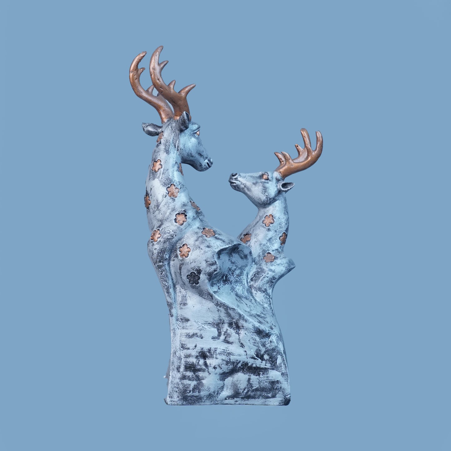 Royal Floral Deer Pair - Antique Silver Collection