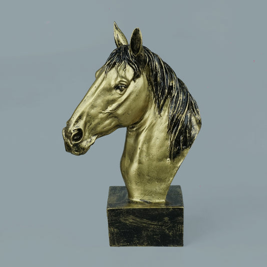 Horse Head Decor Statue-antique brass