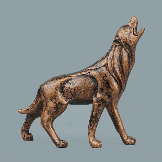 Howling Wolf Decor Statue-antique copper