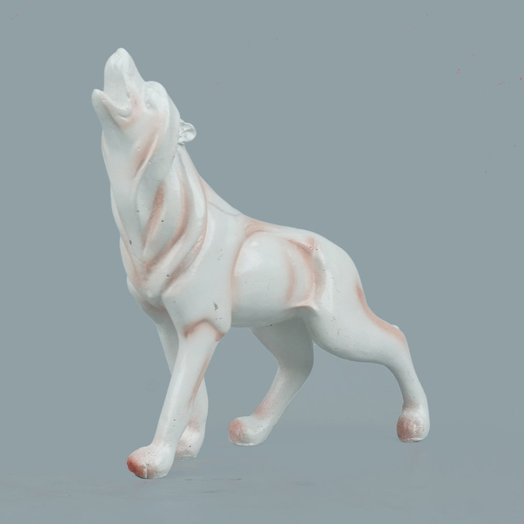 Howling Wolf Decor Statue-white