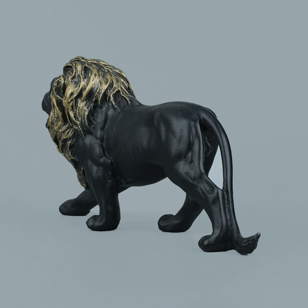 Majestic Stalking Lion Decor Statue-balck