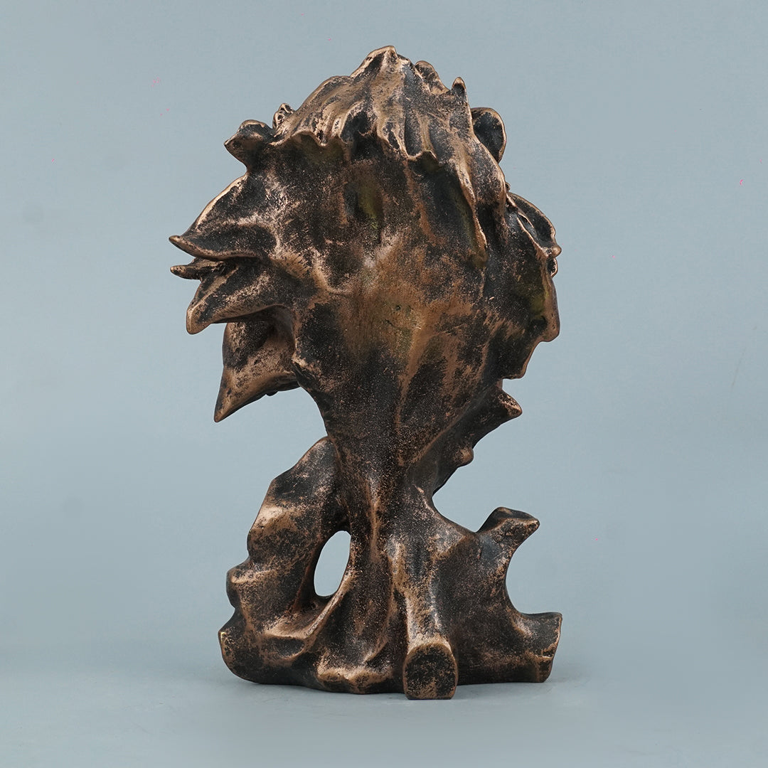 Dynamic Lion Head Bust Decor Statue - Antique Copper