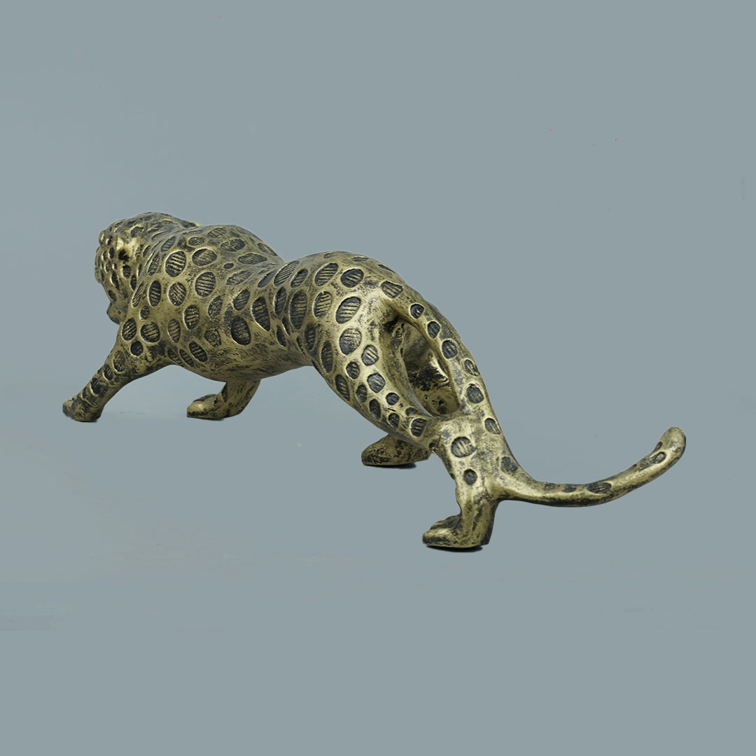 Leopard Decor Statue-antique brass