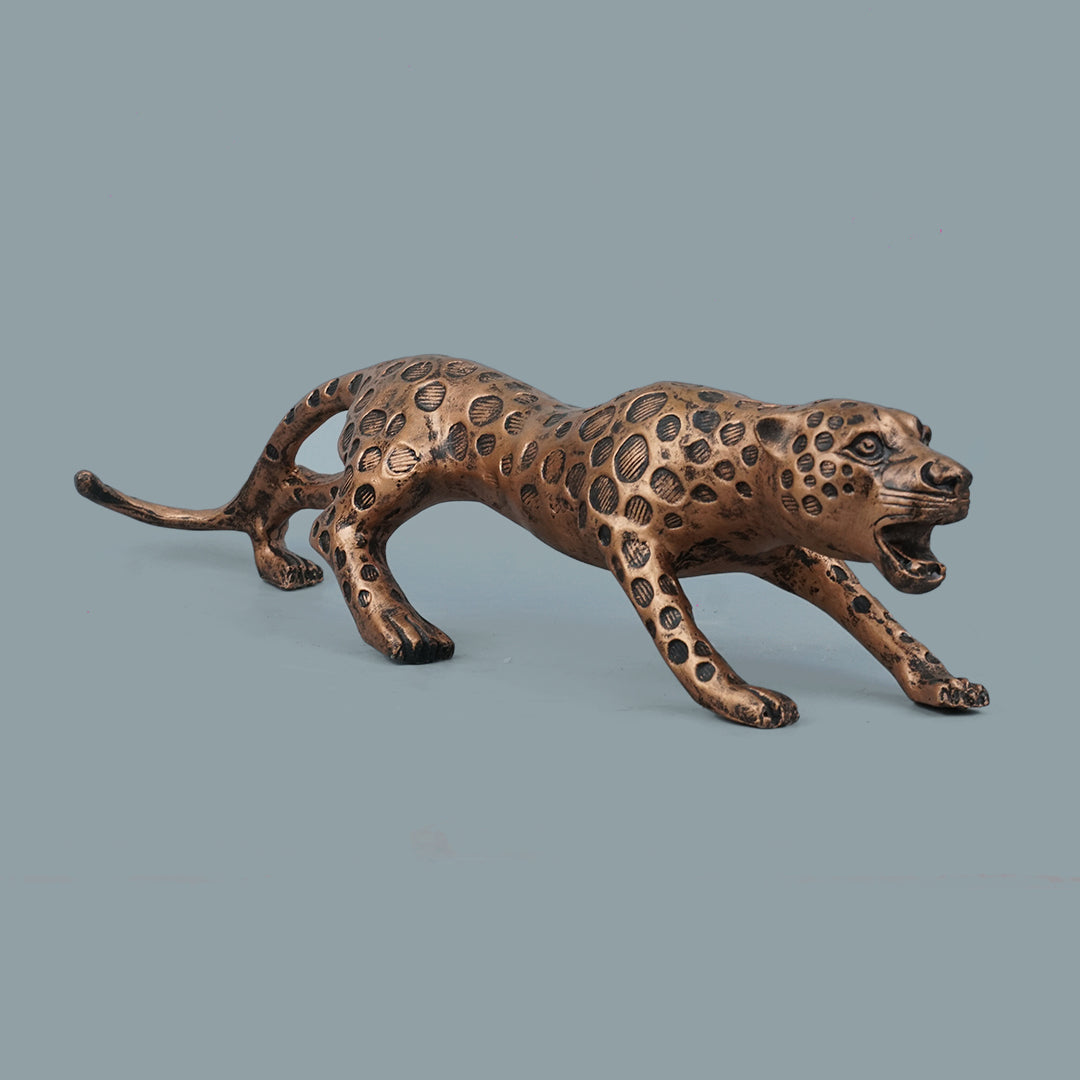 Leopard Decor Statue - Antique Copper