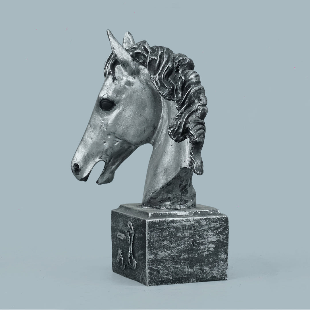 Sophisticated Antique Copper Resin Rearing Horse Sculpture - Antique Silver