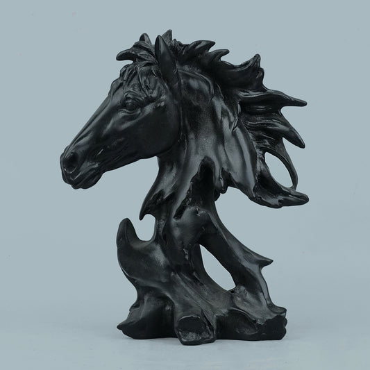 Sophisticated Black Abstract Horse Head Sculpture