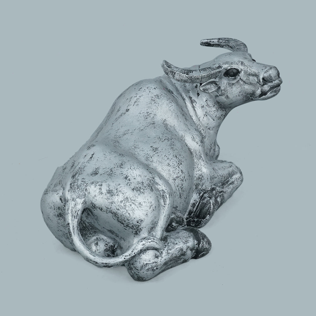 Majestic Resting Bull Decor Statue - Antique Brass