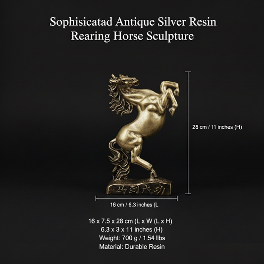 Royal Rearing Horse Decor Statue - Antique Gold