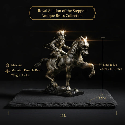 Royal Stallion of the Steppe - Antique Brass Collection