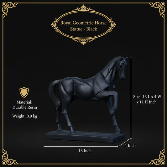 Royal Geometric Horse Statue - Black
