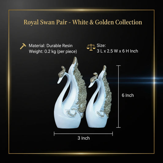 Royal Swan Pair - White & Golden Collection