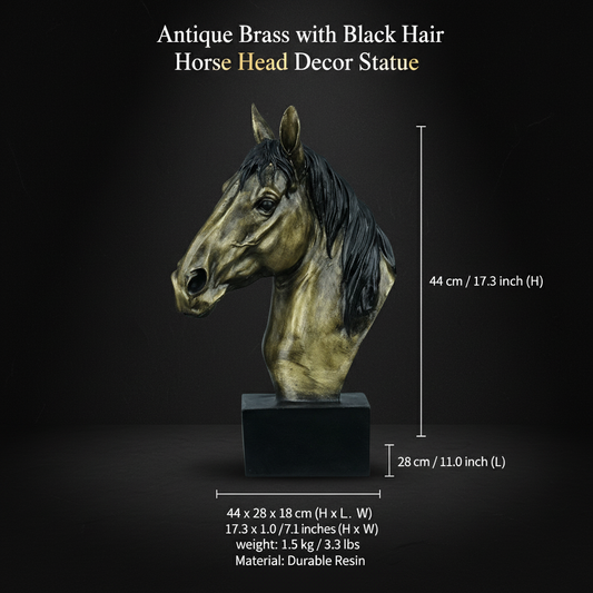Horse Head Decor Statue - Black Antique Brass
