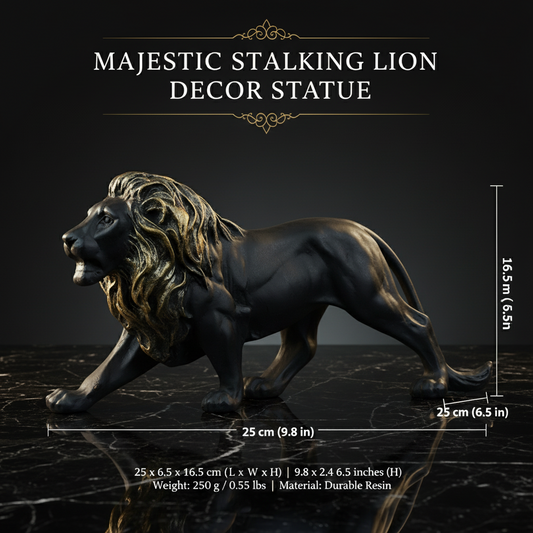 Majestic Stalking Lion Decor Statue-balck
