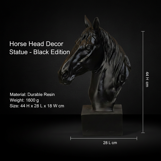 Horse Head Decor Statue - Black Edition