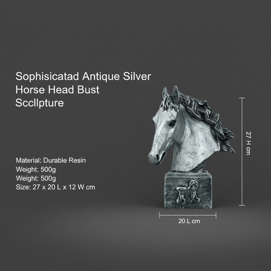 Sophisticated Antique Copper Resin Rearing Horse Sculpture - Antique Silver