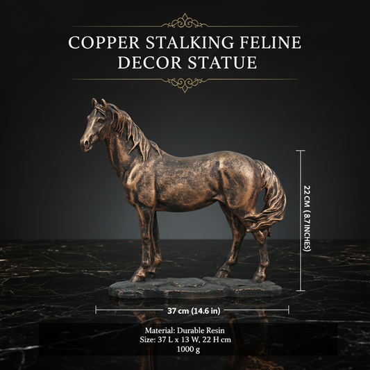 Copper Stalking Feline Decor Statue