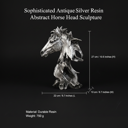 Sophisticated Antique Silver Abstract Horse Head Sculpture