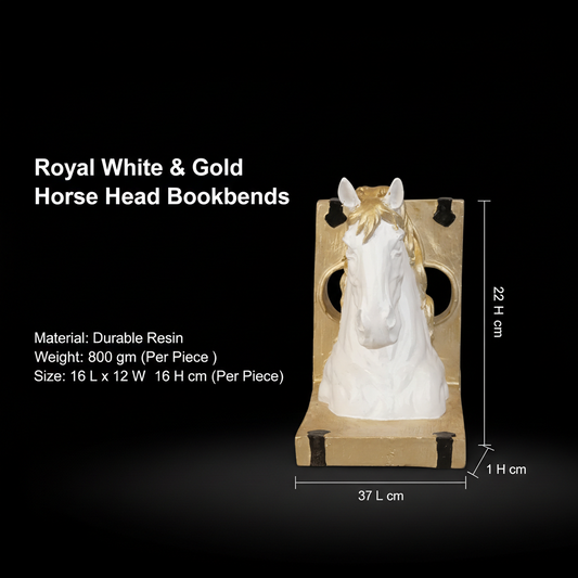 Royal White & Gold Horse Head Bookends