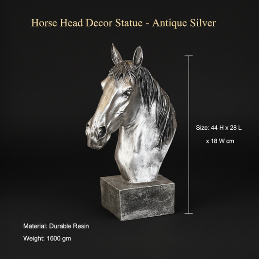 Horse Head Decor Statue - Antique Silver