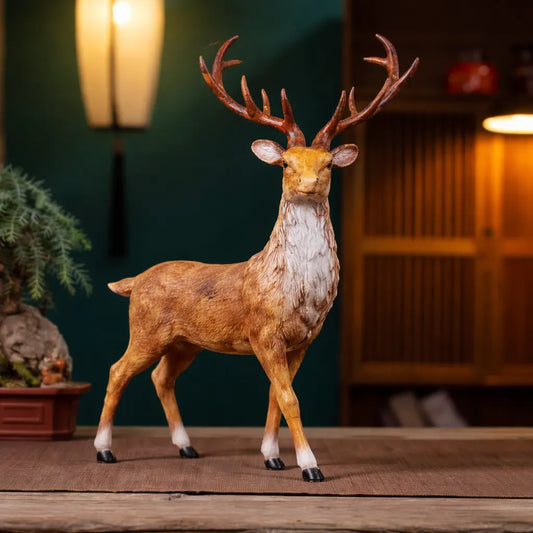 Royal Stately Stag Decor Statue - Natural Wildlife Edition