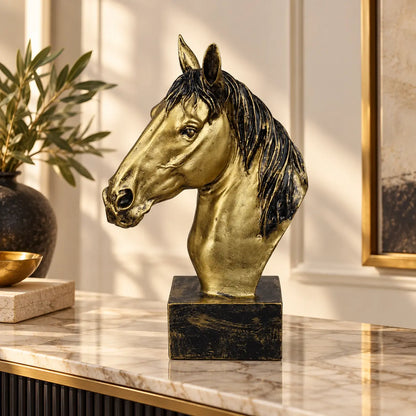 Horse Head Decor Statue - Antique Brass