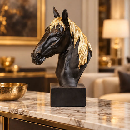 Horse Head Decor Statue - Black Edition