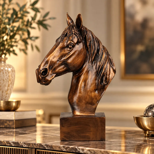 Horse Head Decor Statue - Antique Copper