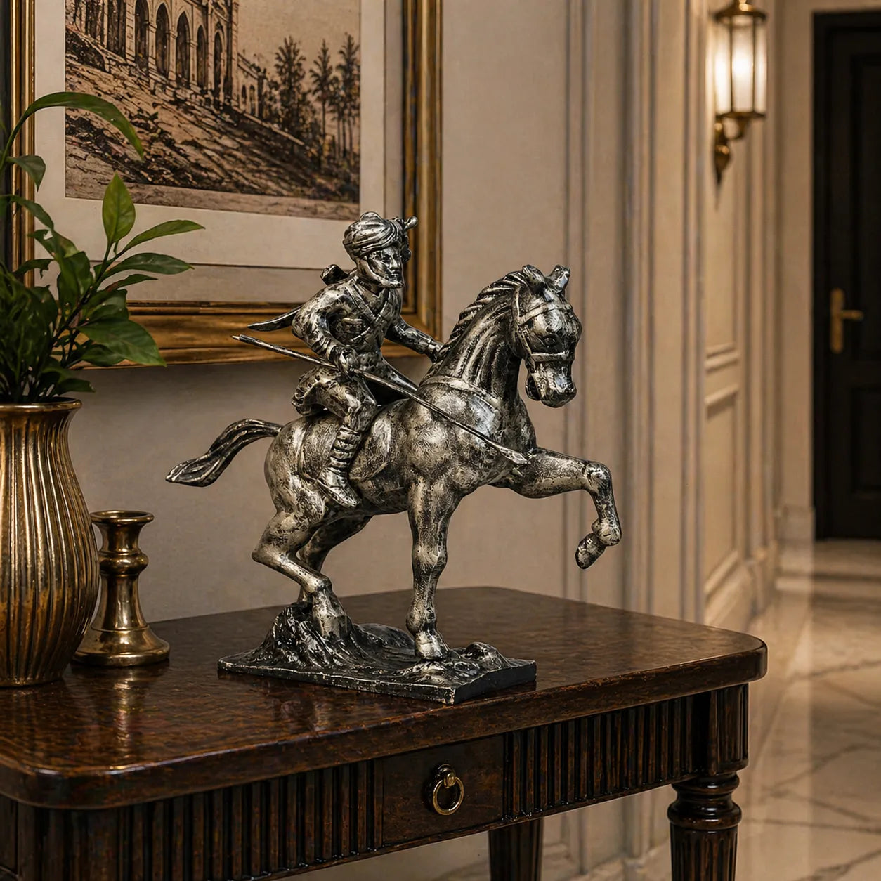 Royal Stallion of the Steppe - Antique Brass Collection