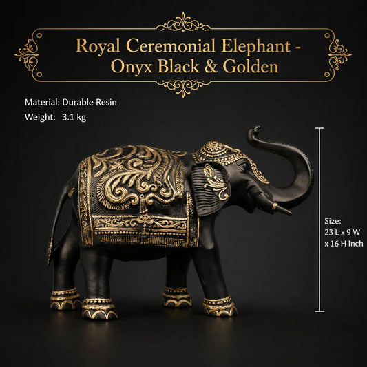 Royal Ceremonial Elephant - Onyx Black & Golden