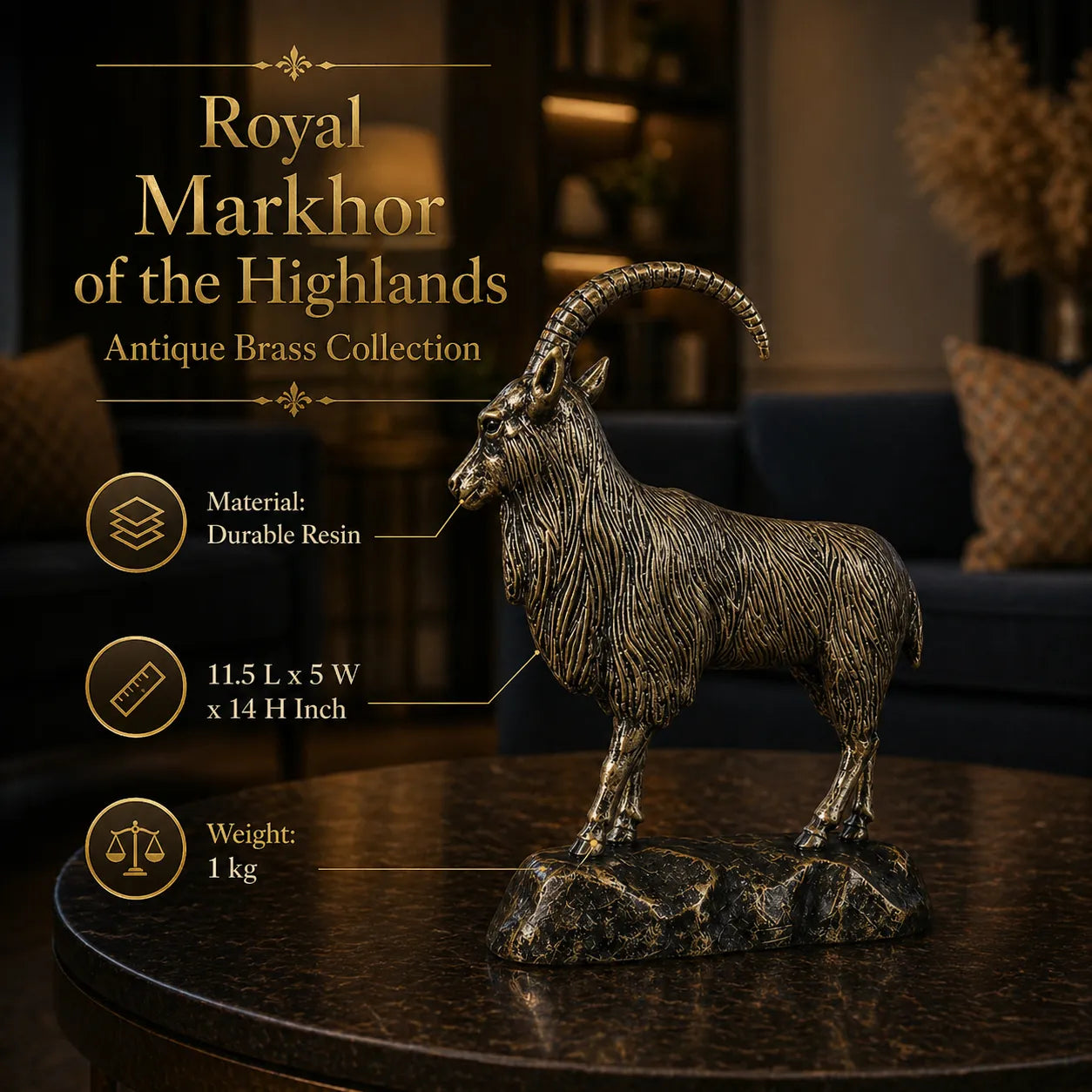 Royal Markhor of the Highlands - Antique Brass Collection