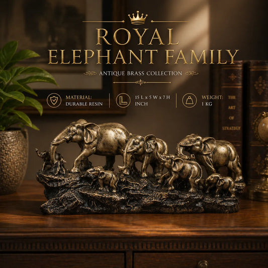 Royal Elephant Family - Antique Brass Collection