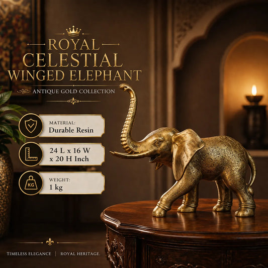 Royal Celestial Winged Elephant - Antique Gold Collection