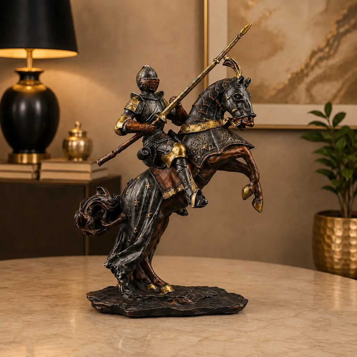 Royal Lance-Wielding Knight on Rearing Horse - Medieval Heritage Collection