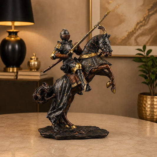 Royal Lance-Wielding Knight on Rearing Horse - Medieval Heritage Collection