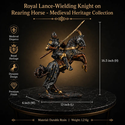 Royal Lance-Wielding Knight on Rearing Horse - Medieval Heritage Collection
