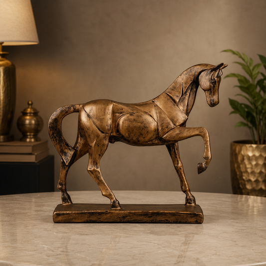 Royal Geometric Horse Statue - Antique Copper