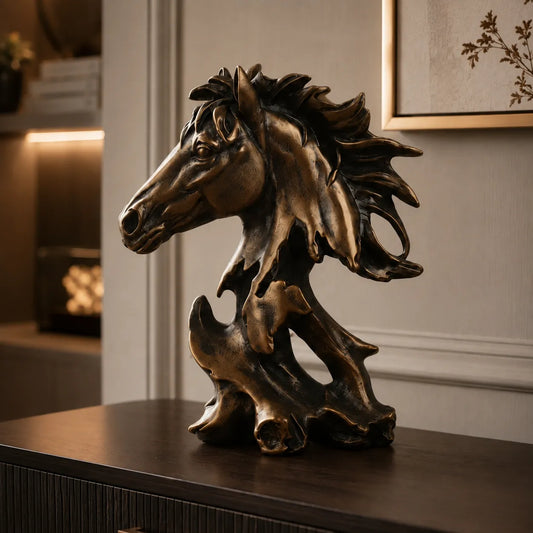 Sophisticated Antique Copper Abstract Horse Head Sculpture