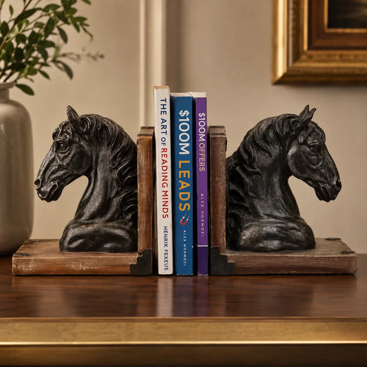 Royal Copper Horse Head Bookends