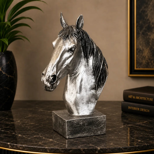 Horse Head Decor Statue - Antique Silver