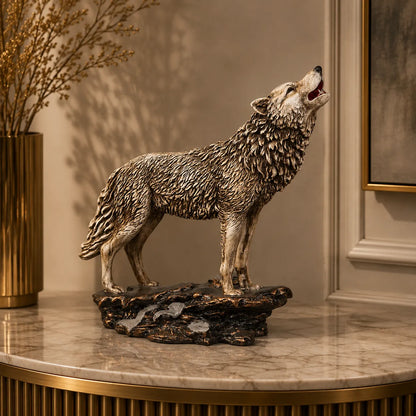 Royal Howling Wolf Wildlife Statue