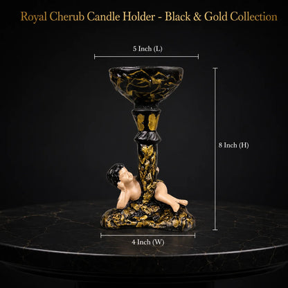 Royal Cherub Candle Holder - Black & Gold Collection