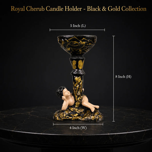 Royal Cherub Candle Holder - Black & Gold Collection