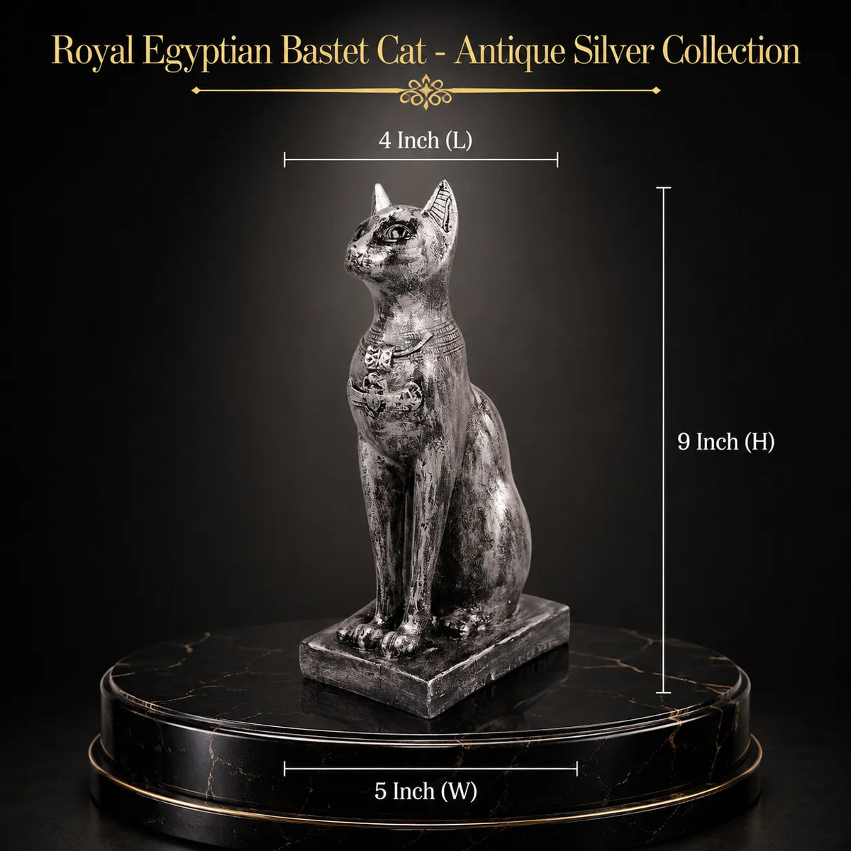 Royal Egyptian Bastet Cat - Antique Silver Collection