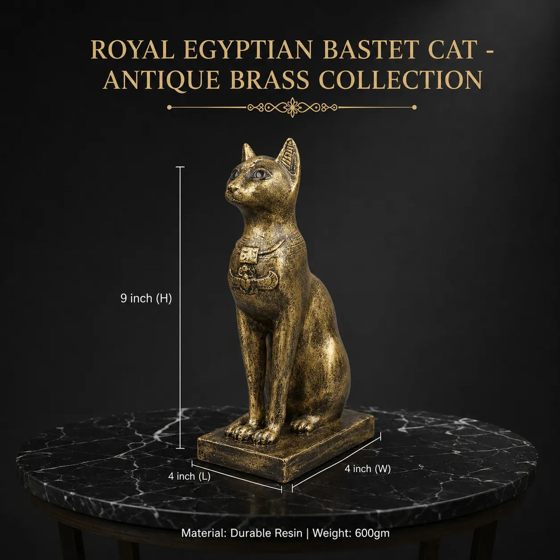 Royal Egyptian Bastet Cat - Antique Brass Collection