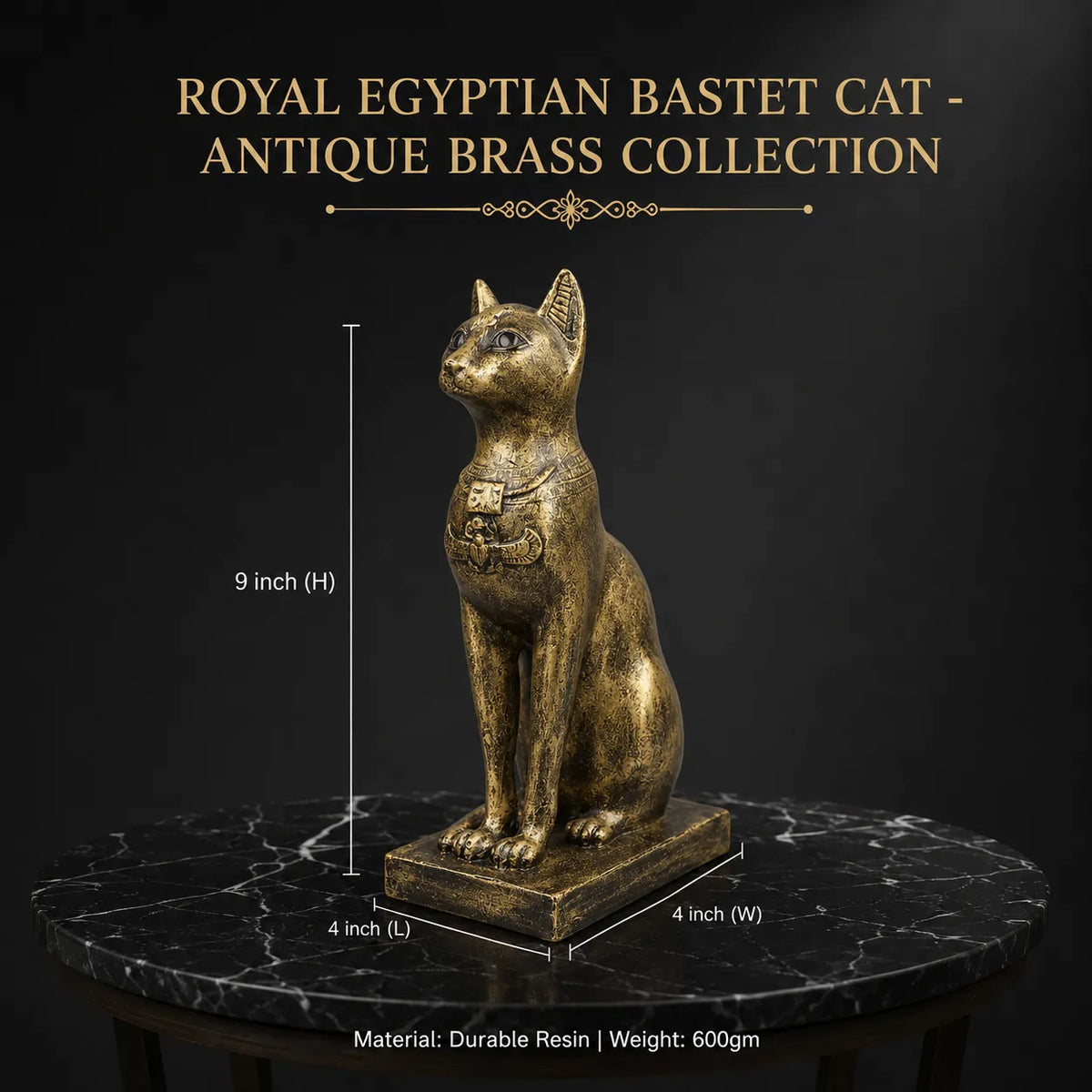 Royal Egyptian Bastet Cat - Antique Brass Collection