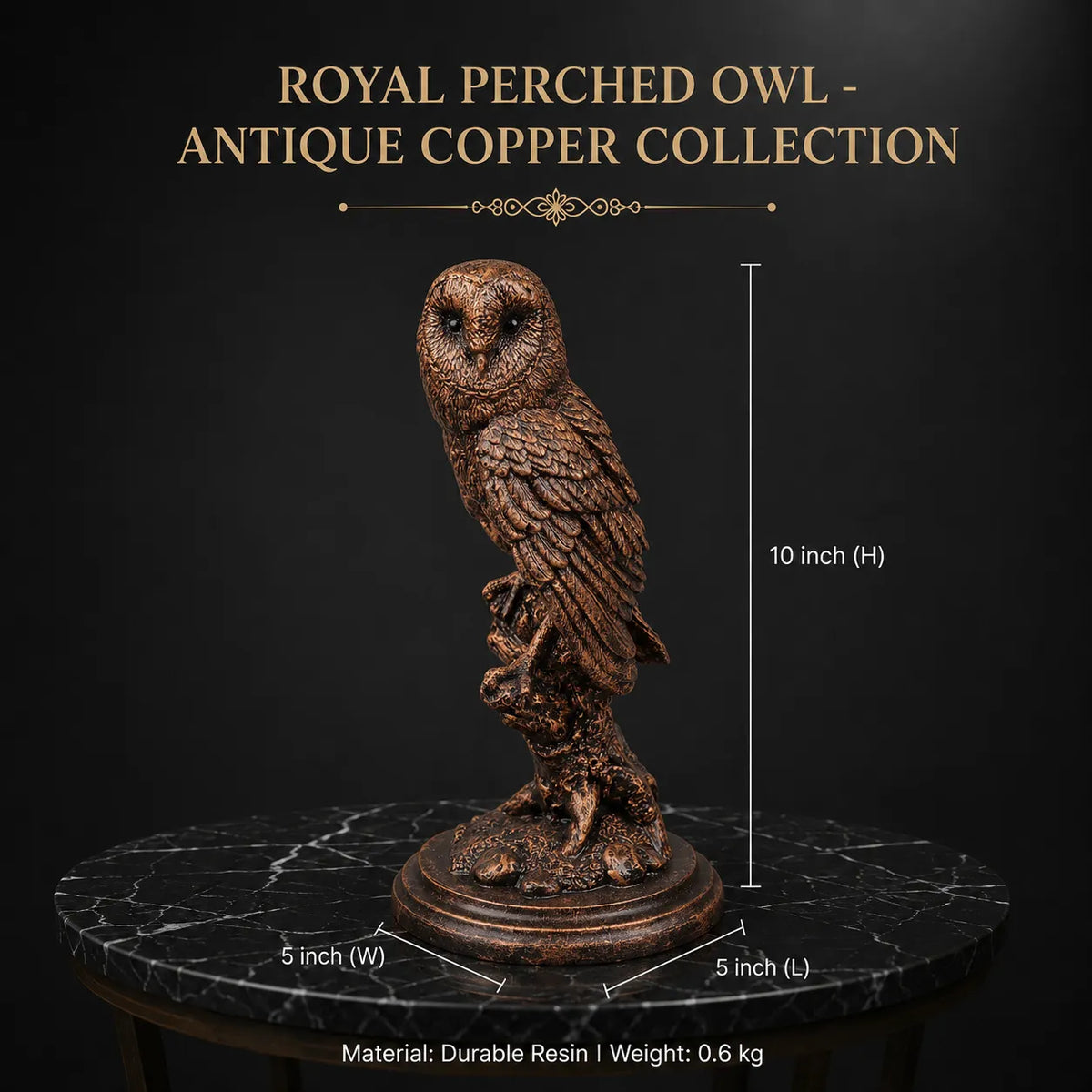 Royal Perched Owl - Antique Copper Collection